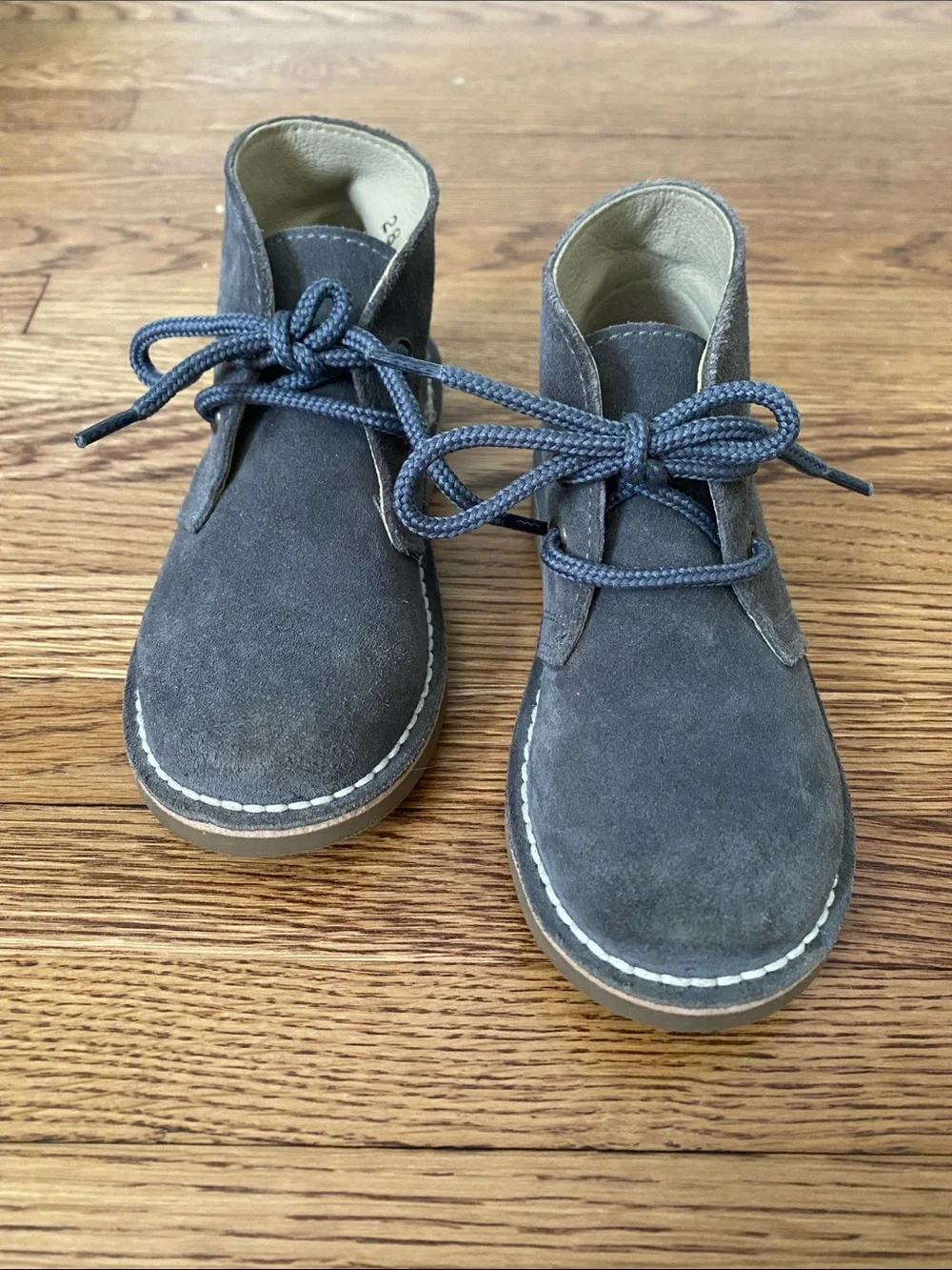 Kids Suede Desert Boots in Gray - Lace-Up Comfort